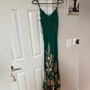 Topshop Green and Cream Maxi Dress